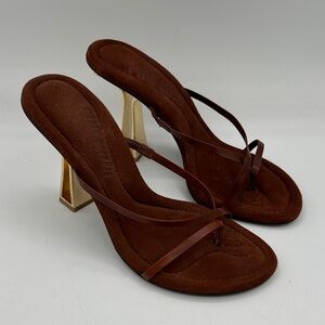 Cult Gaia Soriah Sandal Mahogany Suede Leather Size 36 EU / 6 US NWOB